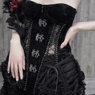Kobine Women's Gothic Lace-up Metal Buckle Mesh Panel Overbust Corset