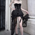 Kobine Women's Gothic Lace-up Metal Buckle Mesh Panel Overbust Corset