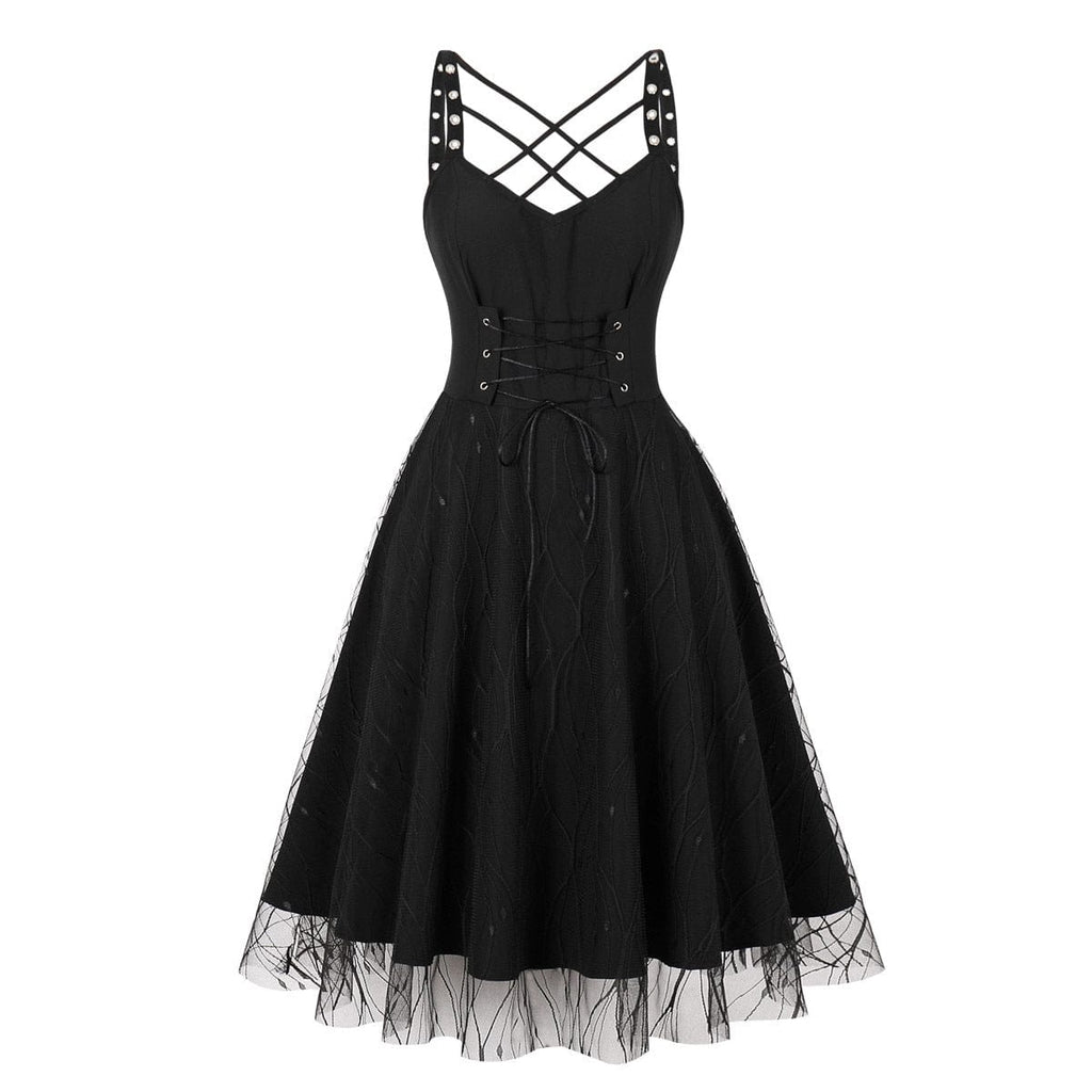 Kobine Women's Gothic Lace-up Music Festival Slip Dress