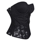 Kobine Women's Gothic Lace-up Pinstripe Floral Lace Overbust Corset