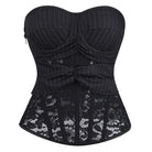Kobine Women's Gothic Lace-up Pinstripe Floral Lace Overbust Corset