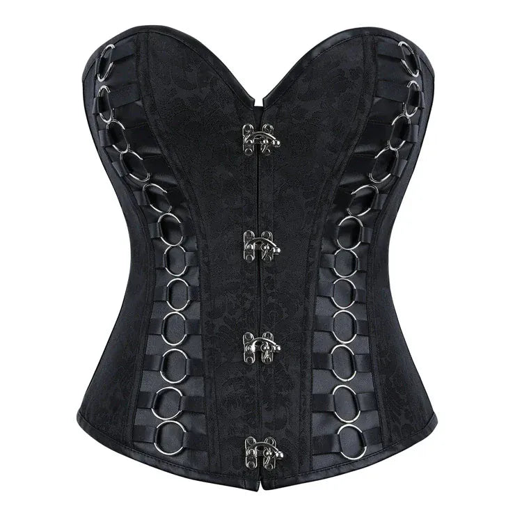 Kobine Women's Gothic Lace-up Rings Buckle Overbust Corset