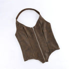 Kobine Women's Gothic Lace-up Zip Halterneck Overbust Corset