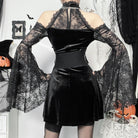 Kobine Women's Gothic Lace Velvet Halter Short Dress