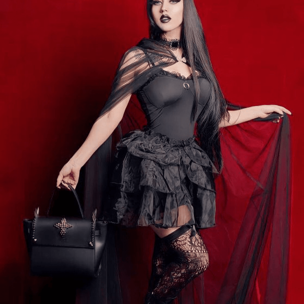 Kobine Women's Gothic Layered Bubble Slip Dress