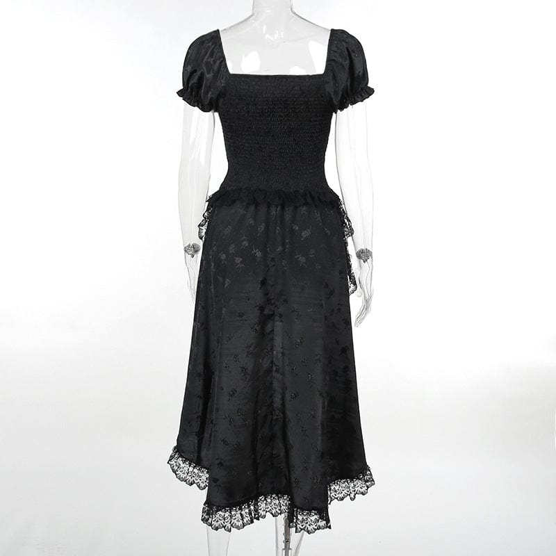 Kobine Women's Gothic Layered Lace Hem Skirt