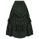 Kobine Women's Gothic Layered Ruffled Long Pleated Skirt