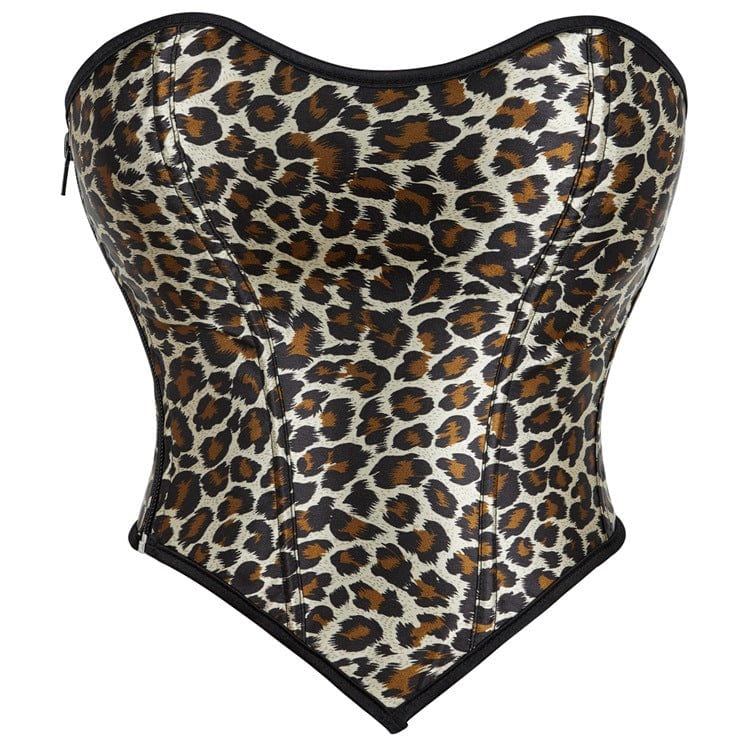 Kobine Women's Gothic Leopard Printed Overbust Corsets