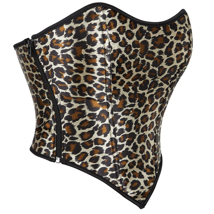 Kobine Women's Gothic Leopard Printed Overbust Corsets