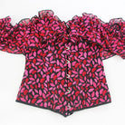 Kobine Damen-Überbrustkorsett mit Gothic-Lippendruck und Rüschen