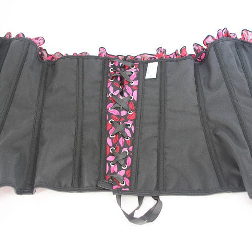 Kobine Damen-Überbrustkorsett mit Gothic-Lippendruck und Rüschen