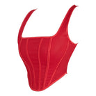 Kobine Women's Gothic Matte Lace-up Red Overbust Corset