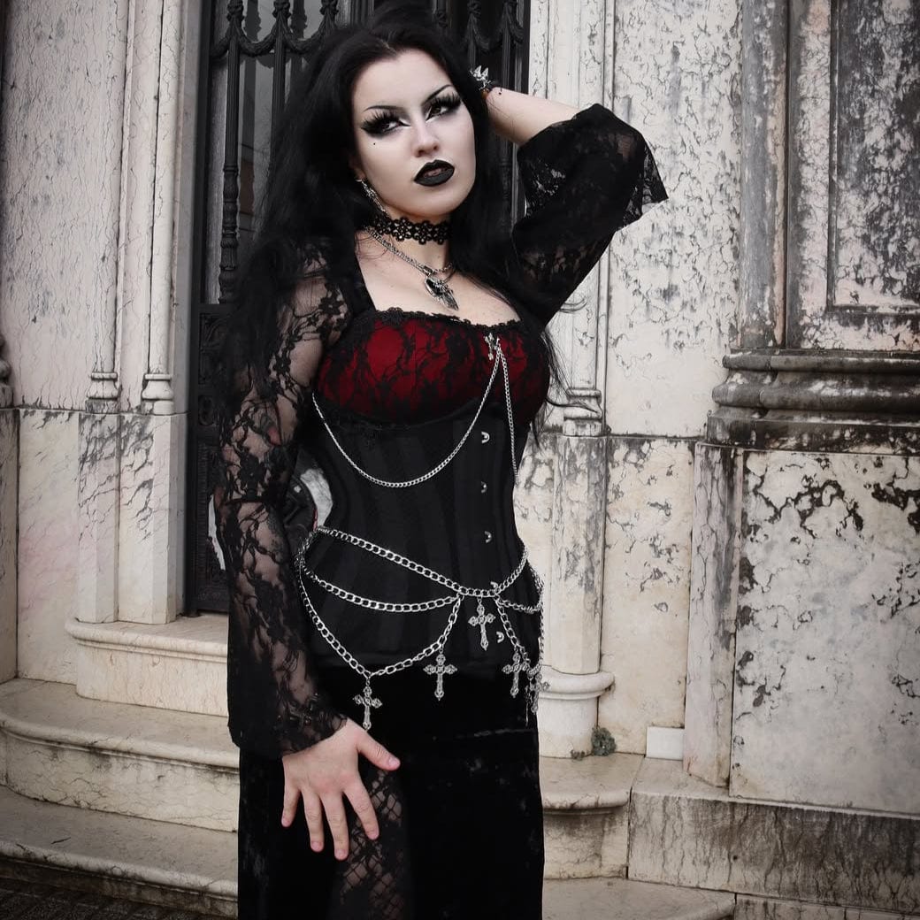 Kobine Women's Gothic  Mesh 24-steel boned Underbust Corsets