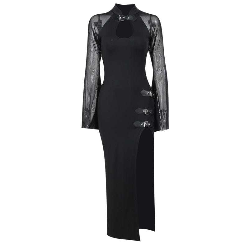 Kobine Women's Gothic Mesh Splice Split Dress