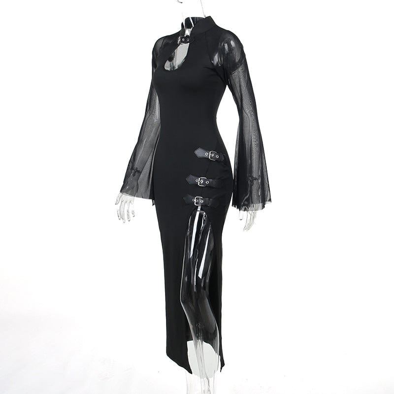 Kobine Women's Gothic Mesh Splice Split Dress
