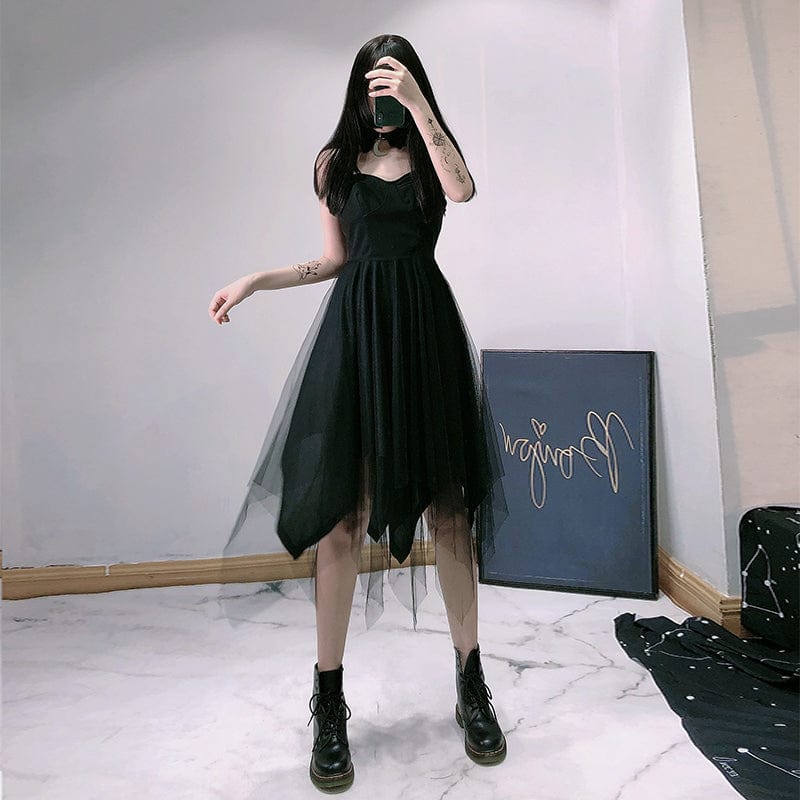 KOBINE Women's Gothic Multi-layered Mesh Slip Dresses