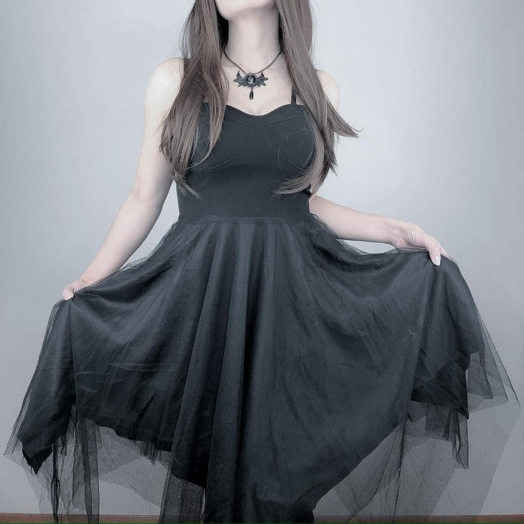 KOBINE Women's Gothic Multi-layered Mesh Slip Dresses