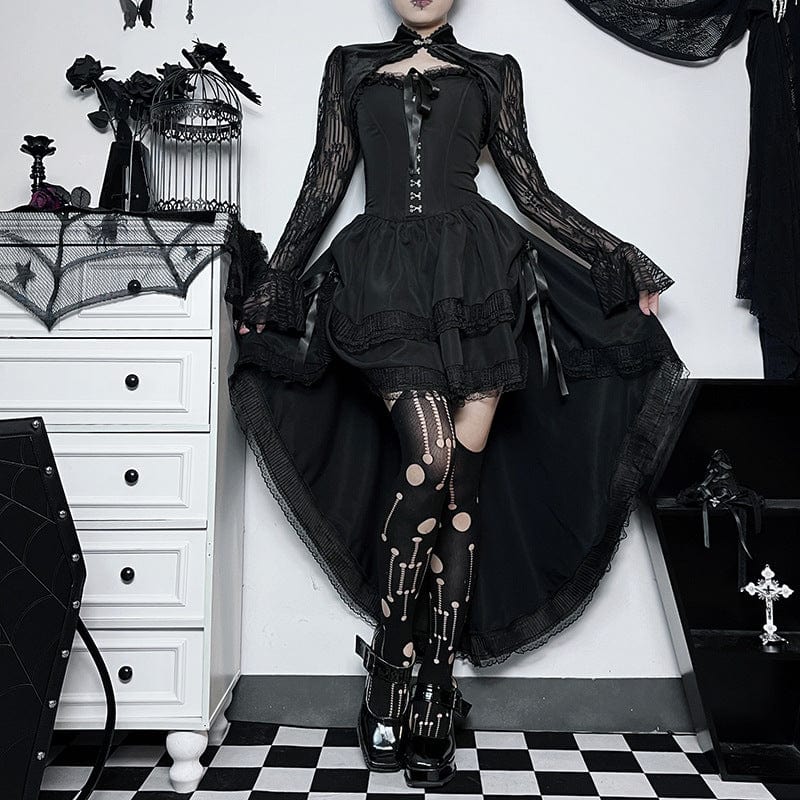 Kobine Women's Gothic Off Shoulder High/low Layered Dress