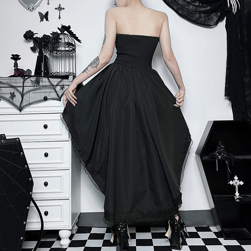 Kobine Women's Gothic Off Shoulder High/low Layered Dress