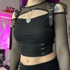 Kobine Damen Gothic Off Shoulder Mesh Splice Shirt