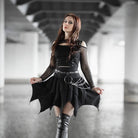 Kobine Damen Gothic Off Shoulder Mesh Splice Shirt