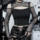 Kobine Damen Gothic Off Shoulder Mesh Splice Shirt