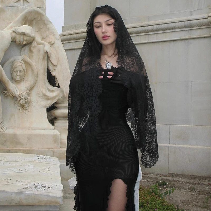 Kobine Women's Gothic Off Shoulder Ruffled Split Dress