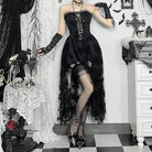 Kobine Women's Gothic Off-the-shoulder Floral Mesh Splice Party Dress