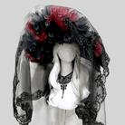 Kobine Women's Gothic Organza Floral Tassels Wide Brim Veiled Hat