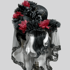 Kobine Women's Gothic Organza Floral Tassels Wide Brim Veiled Hat