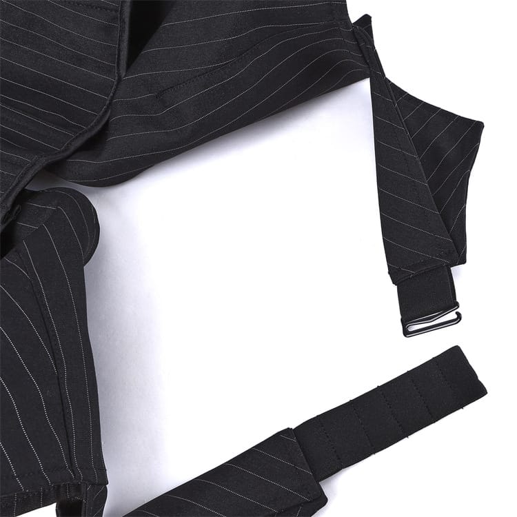 Kobine Women's Gothic Pinstripe Halterneck Zip Overbust Corset