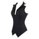 Kobine Women's Gothic Pinstripe Halterneck Zip Overbust Corset