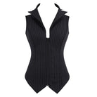 Kobine Women's Gothic Pinstripe Halterneck Zip Overbust Corset