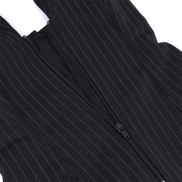 Kobine Women's Gothic Pinstripe Halterneck Zip Overbust Corset