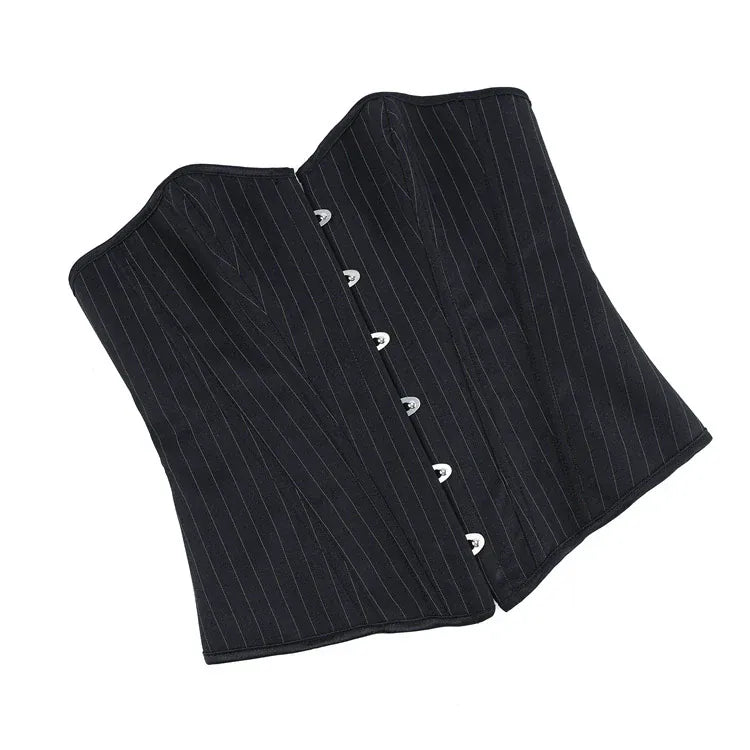 Kobine Women's Gothic Pinstripe Lace-up Overbust Corset
