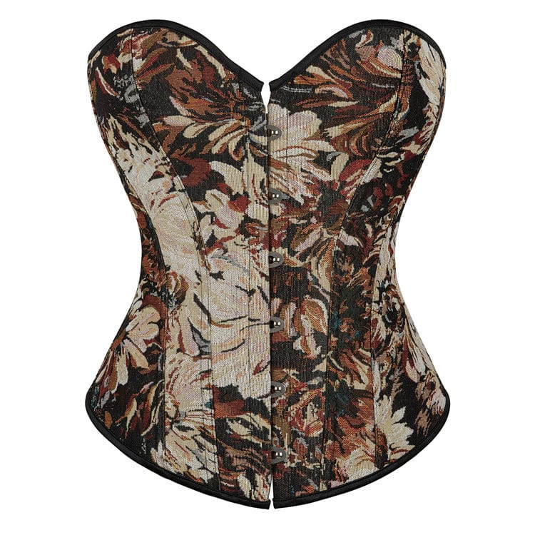 Kobine Women's Gothic Plunging Floral Embroidered Overbust Corset