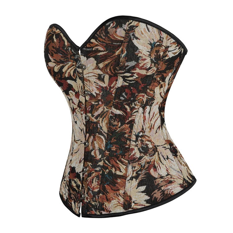 Kobine Women's Gothic Plunging Floral Embroidered Overbust Corset
