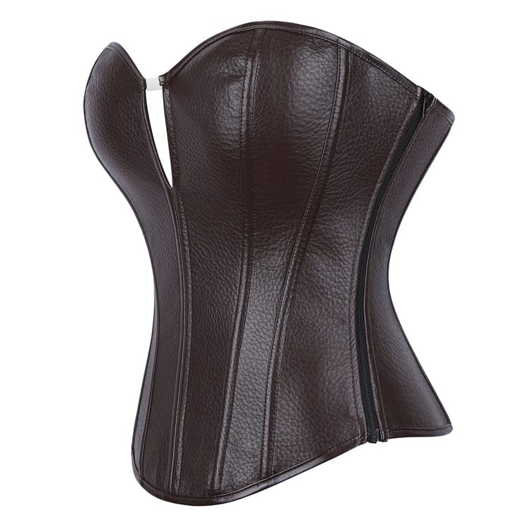 Kobine Women's Gothic Plunging Side Zipper Lace-up Overbust Corset