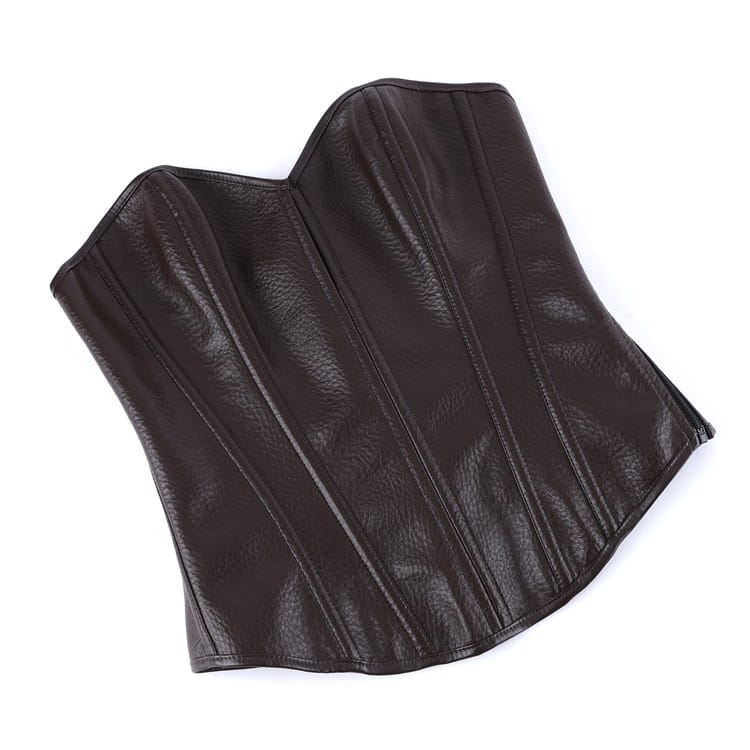 Kobine Women's Gothic Plunging Side Zipper Lace-up Overbust Corset