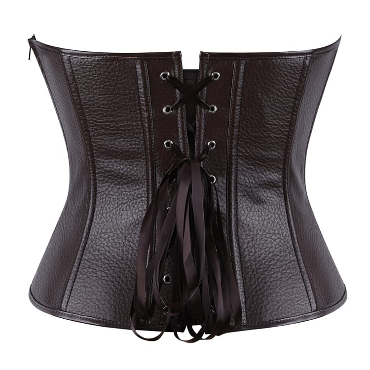 Kobine Women's Gothic Plunging Side Zipper Lace-up Overbust Corset