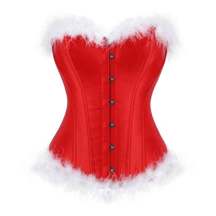 Kobine Women's Gothic Plush Lace-up Overbust Corset