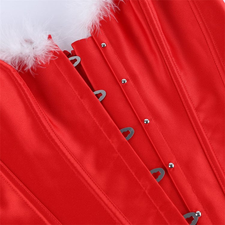 Kobine Women's Gothic Plush Lace-up Overbust Corset