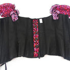 Kobine Women's Gothic Puff Sleeved Lips Printed Overbust Corset