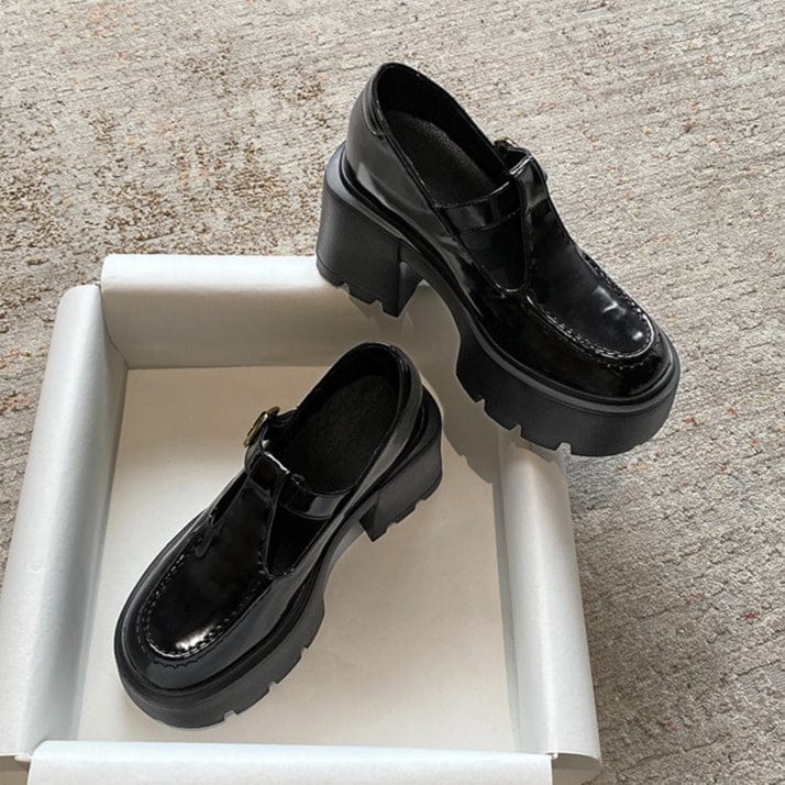 Kobine Women's Gothic Punk Cutout Platform Mary Jane Shoes