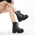 Kobine Women's Gothic Punk Lace-up Chain Platform Boots