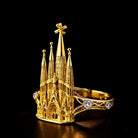 Kobine Women's Gothic Rhinestone Cutout Cathedral Open Band Ring