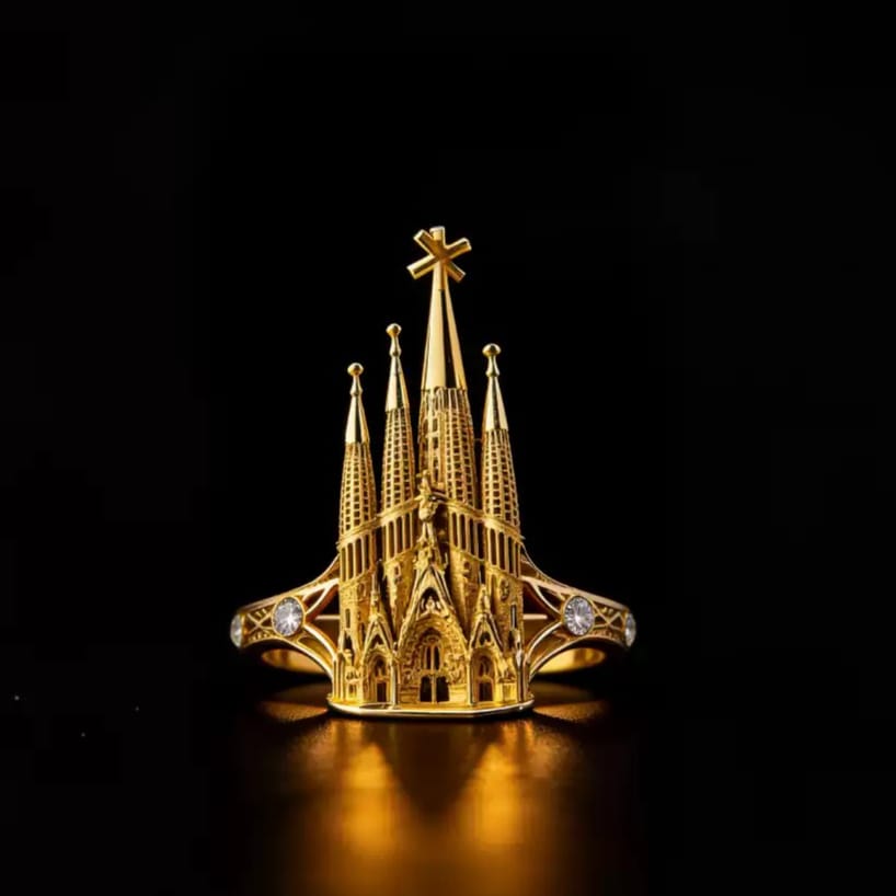 Kobine Women's Gothic Rhinestone Cutout Cathedral Open Band Ring