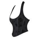 Kobine Damen Gothic Rose besticktes Neckholder-Überbrustkorsett