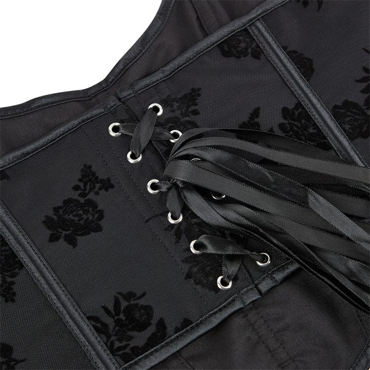 Kobine Damen Gothic Rose besticktes Neckholder-Überbrustkorsett