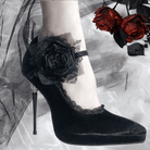 Kobine Women's Gothic Rose Lace Trim Ankle Strap Platform Stilettos